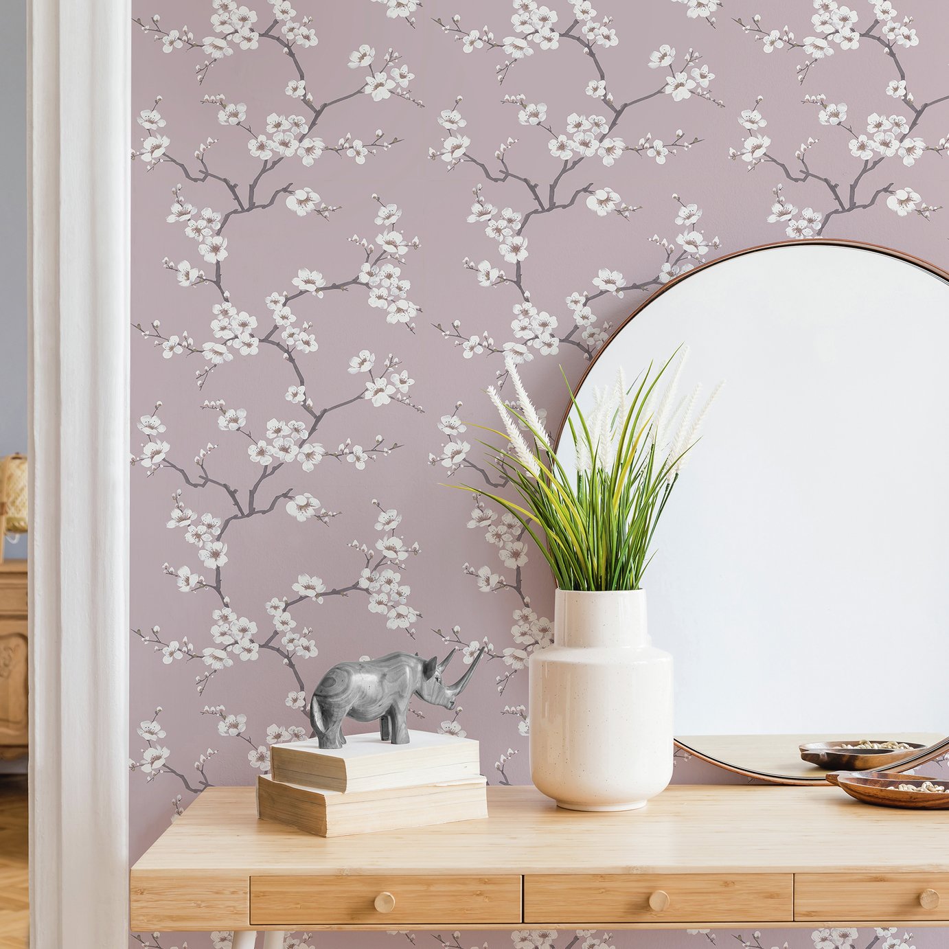 Fresco Apple Blossom Pink Wallpaper