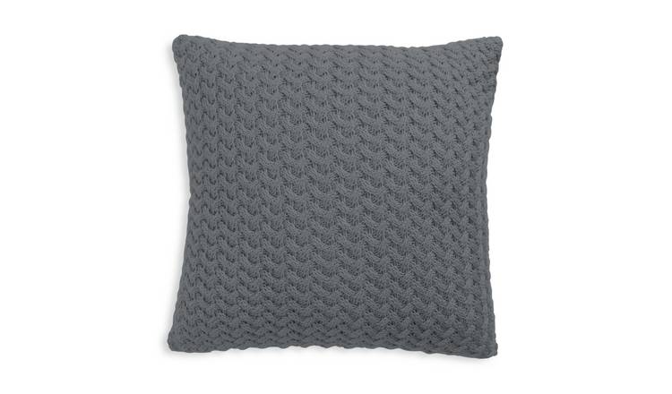 Buy Habitat Plain Knitted Cushion Charcoal 50x50cm Argos