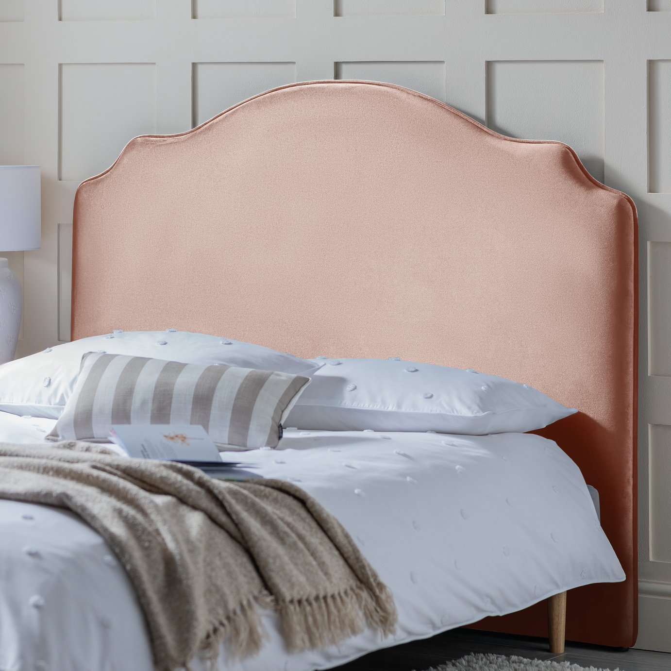 Habitat Sophia Velvet Kingsize Headboard - Pink