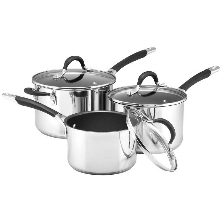 Circulon Momentum 3 Piece Stainless Steel Saucepan Set 0
