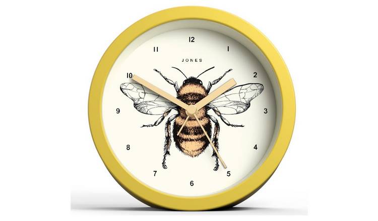 Jones Clocks Analogue Eclipse Bee Alarm Clock - Yellow