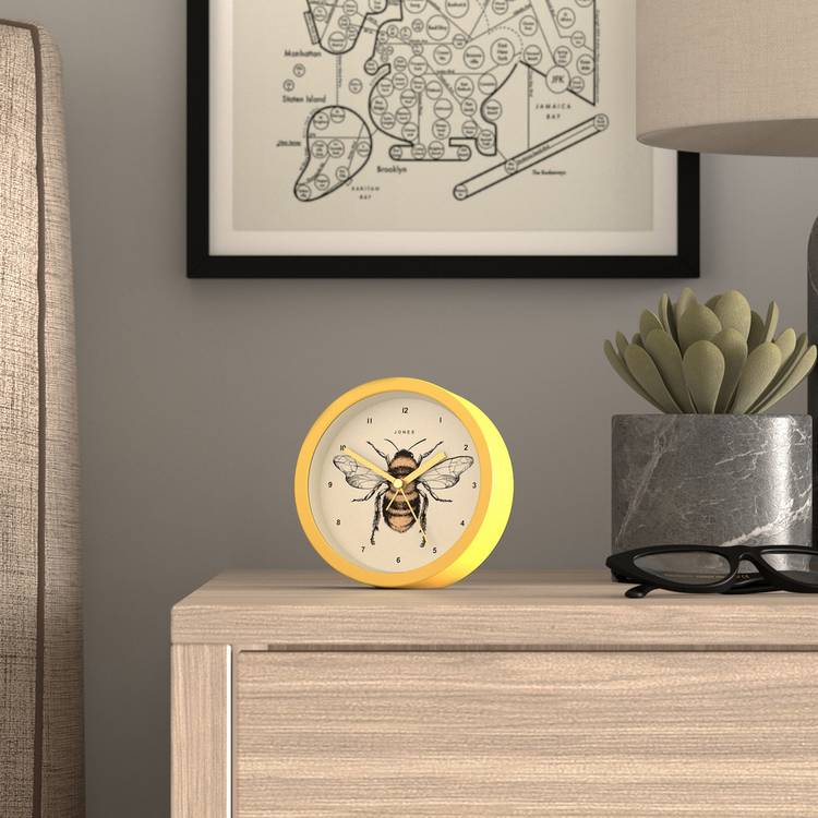 Jones Clocks Analogue Eclipse Bee Alarm Clock - Yellow 0