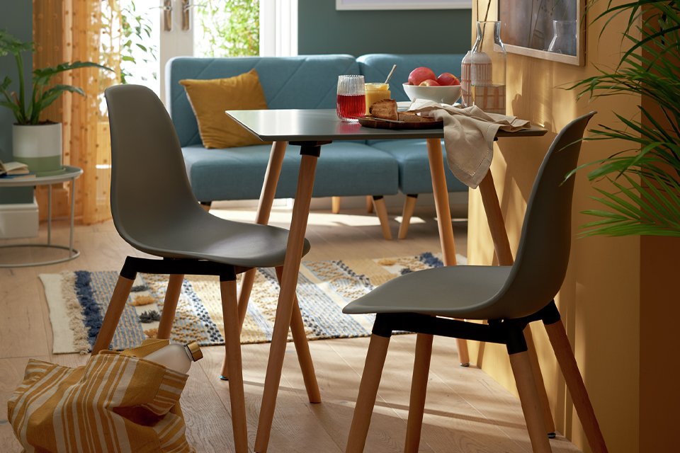 Habitat Berlin Grey Dining Table & 2 Grey Chairs.