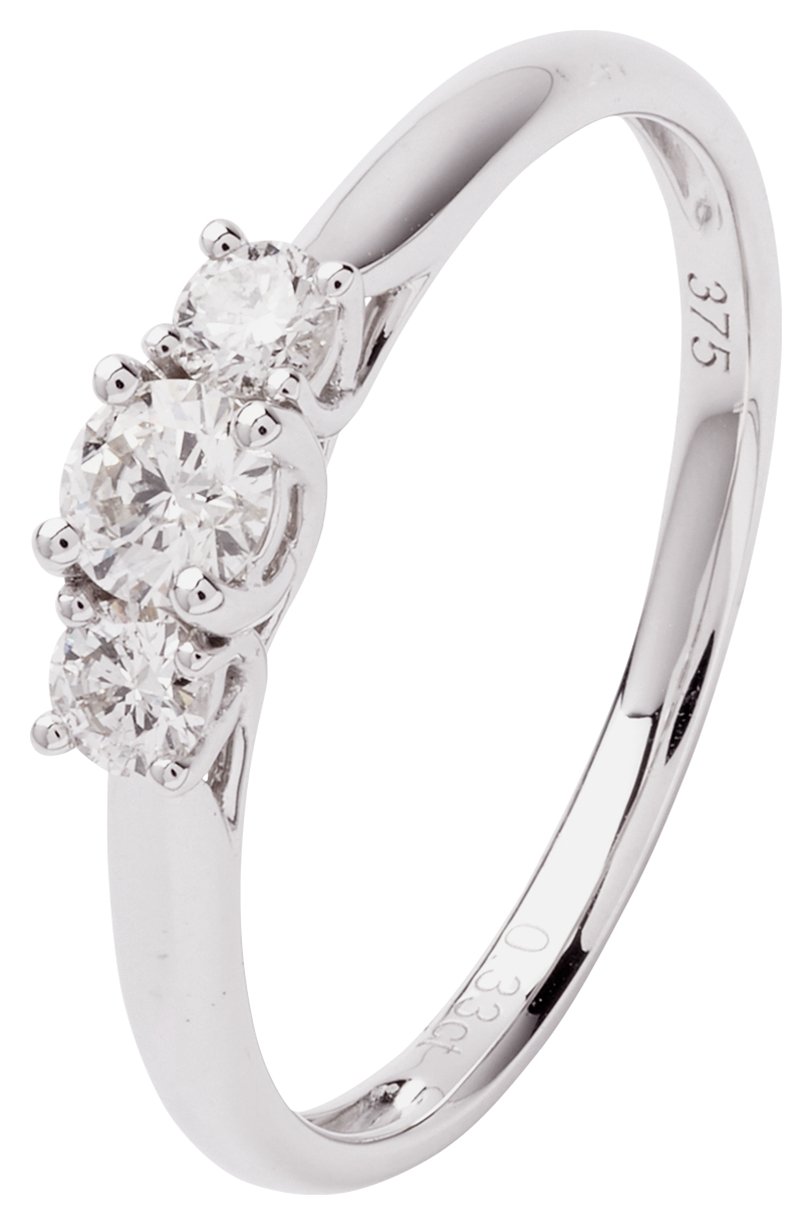 Revere 9ct White Gold 0.33ct Diamond Engagement Ring - L