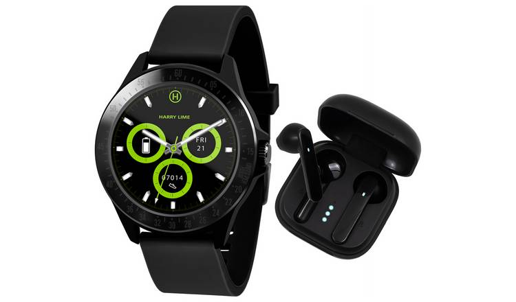 Harry Lime Black Smart Watch with Ear Pod Set