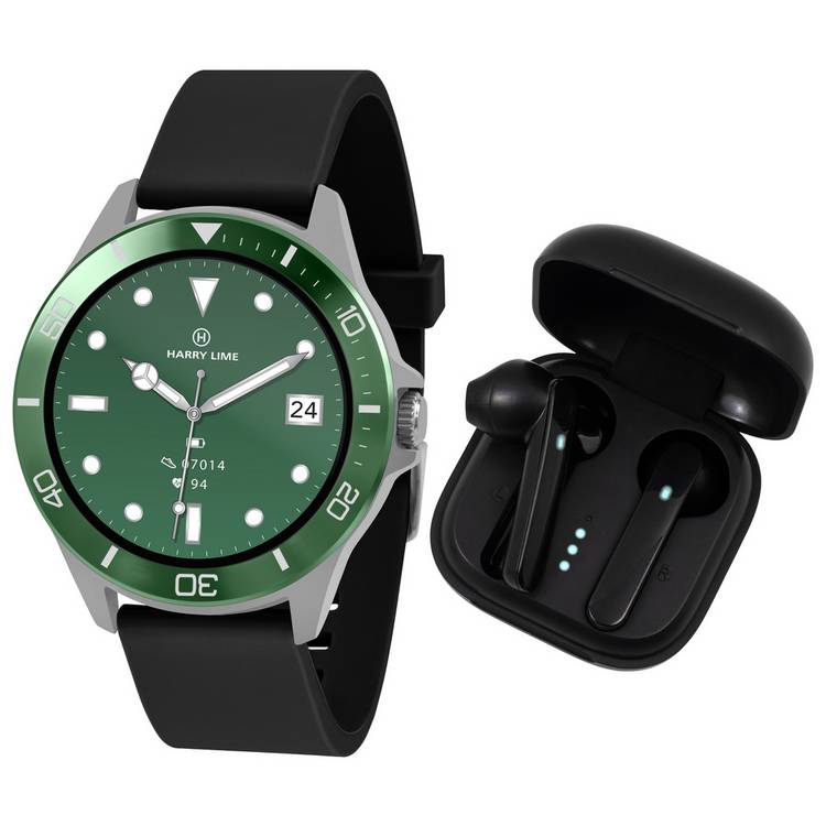 Harry Lime Black Smart Watch And Wireless Earbud Set 0