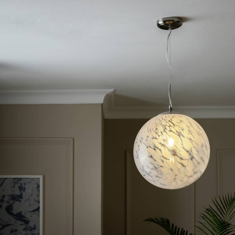 Habitat White Confetti Metal&Glass Ball Pendant Light- White 0