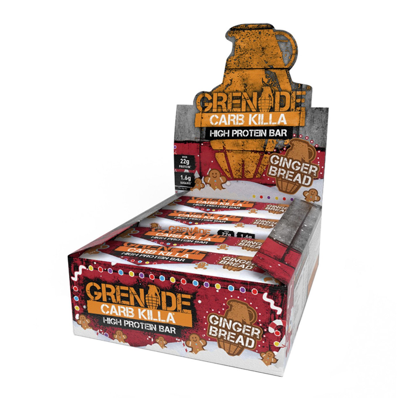 Grenade Carb Killer Christmas Gingerbread Snack Bars x 12