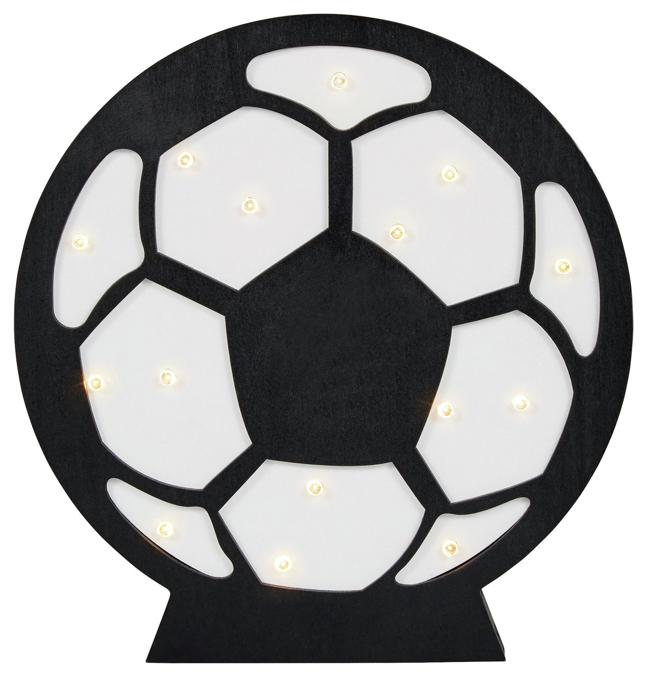 Glow Kids Wooden Football LED Table Light - Black & White