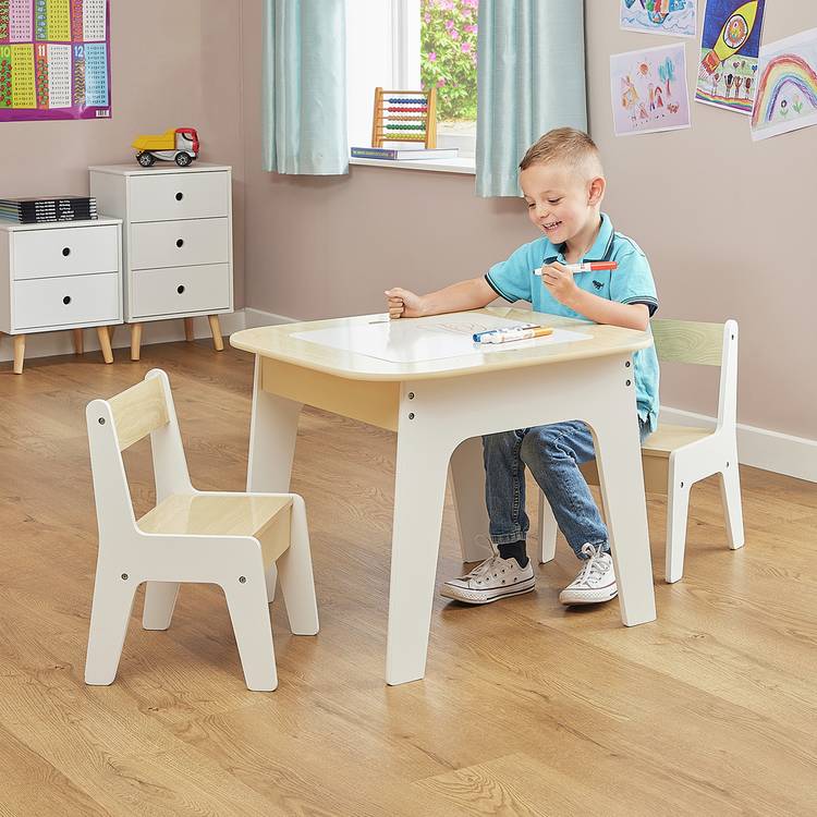 Liberty House Toys Kids Storage Table & 2 Chair - White Wood 0