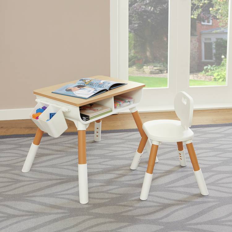 Liberty House Kids Adjustable Desk and Chair Set -Wood White 0