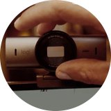 A Logitech MX Brio 4K UHD Webcam.