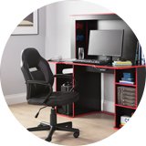 A black Argos Home faux leather mid back gaming chair.