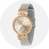 A Spirit ladies silver stainless steel mesh bracelet watch.