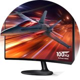 A Samsung LS24D360GAUXXU 24 Inch 100Hz FHD curved monitor.