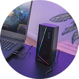 A black Trust Zoxa GXT609 PC Speaker Set.