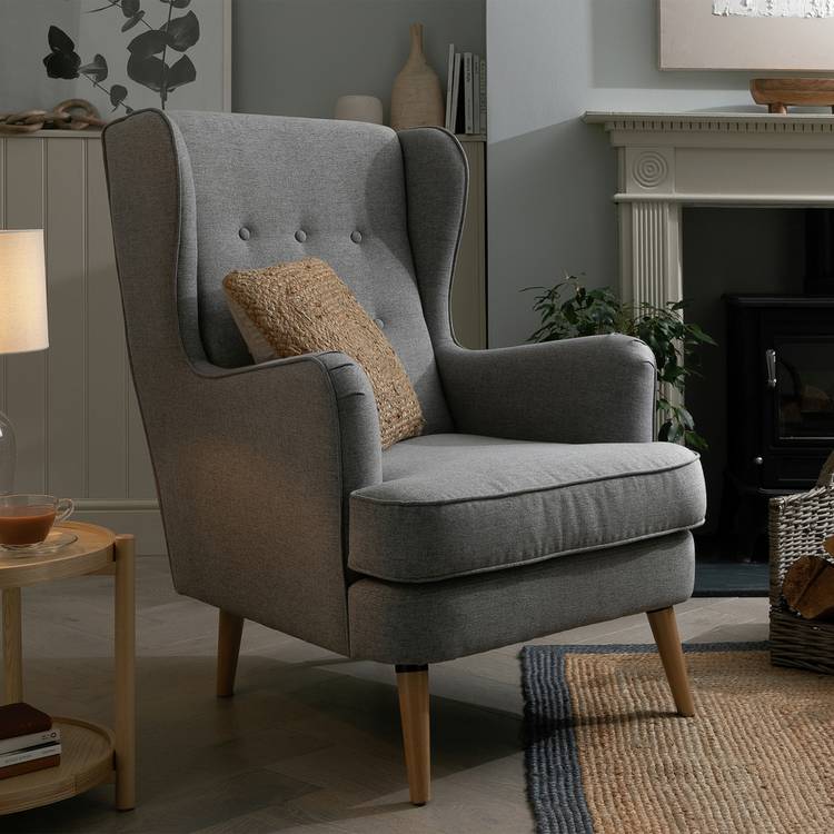 Habitat Callie Self Assembly Fabric Wingback Chair - Grey 0