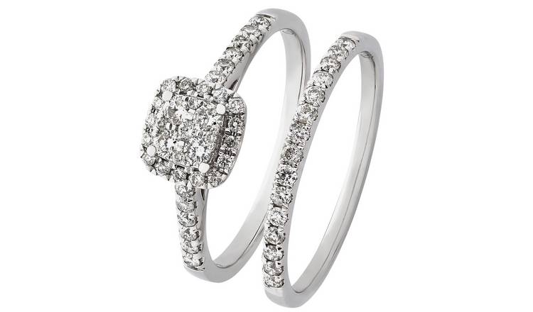 Revere 9ct White Gold 0.50ct Diamond Engagement Ring Set - L