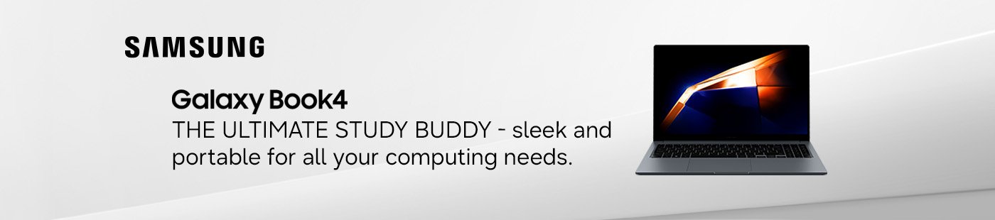 Samsung. Galaxy Book4. The ultimate study bubby - sleek and portable for all your computing needs.