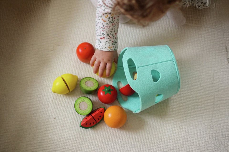 Chad Valley Wooden Fruit Set.