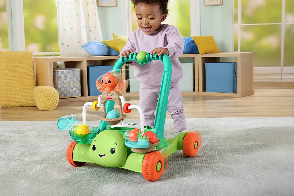 Fisher Price Moves with You Turtle Walker, Baby & Toddler Activity Push Toy.