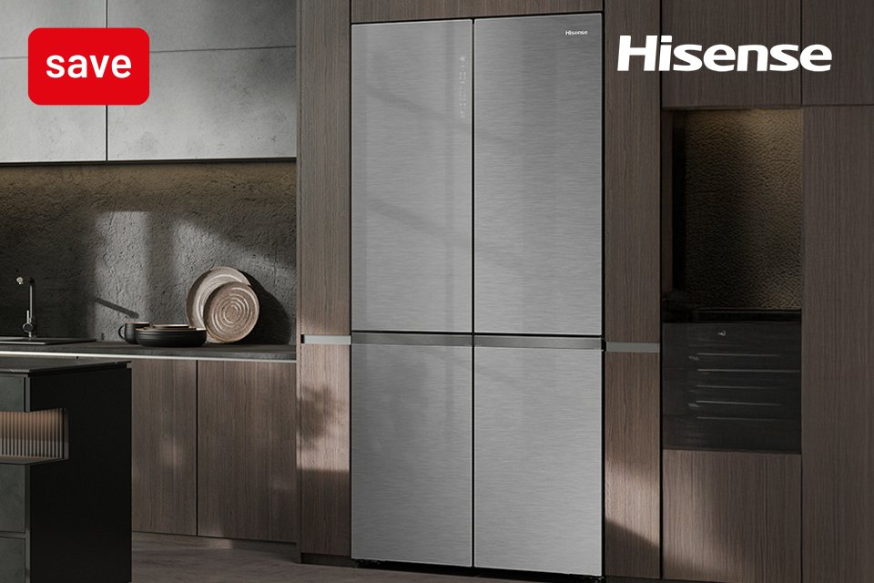 Claim up to £300 cashback on selected Hisense large kitchen appliances.