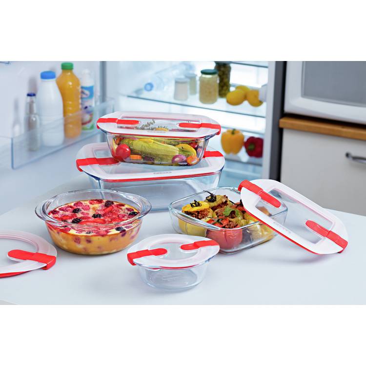 Pyrex Cook & Heat Large Round 1L Dish With Lid 0