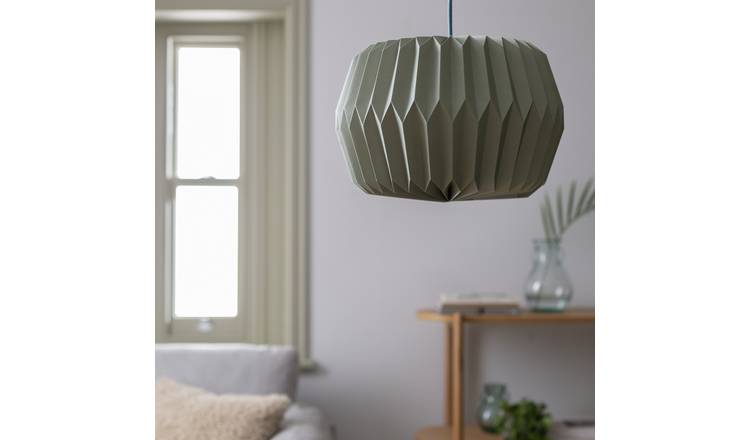 Habitat Origami Sage Green Paper Easy Fit Lampshade - 37cm