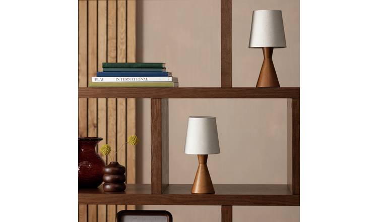 Habitat Modern Wood Table Lamp Pair - Walnut