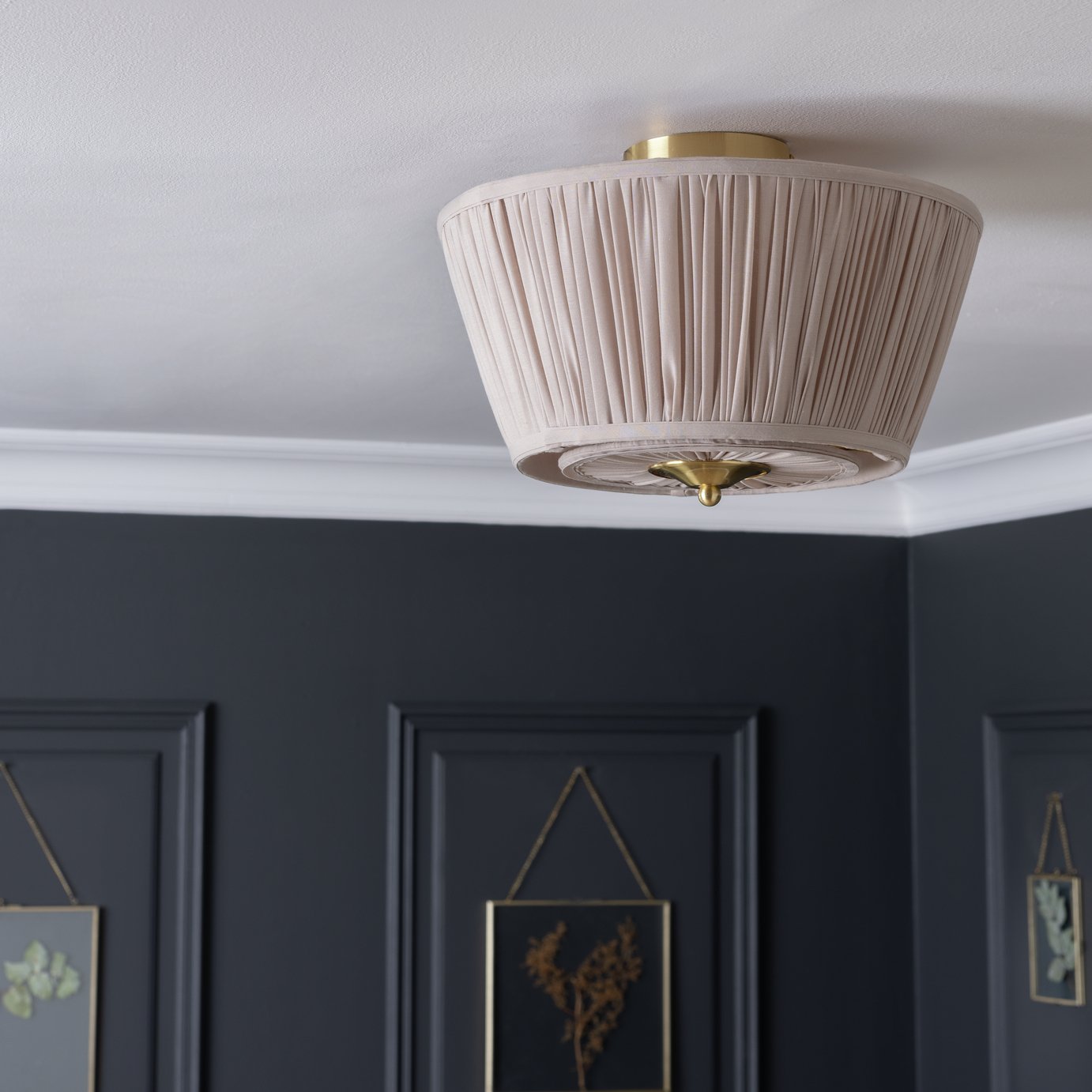 Argos Home Pleated Shade Metal Ceiling Light - Satin Brass