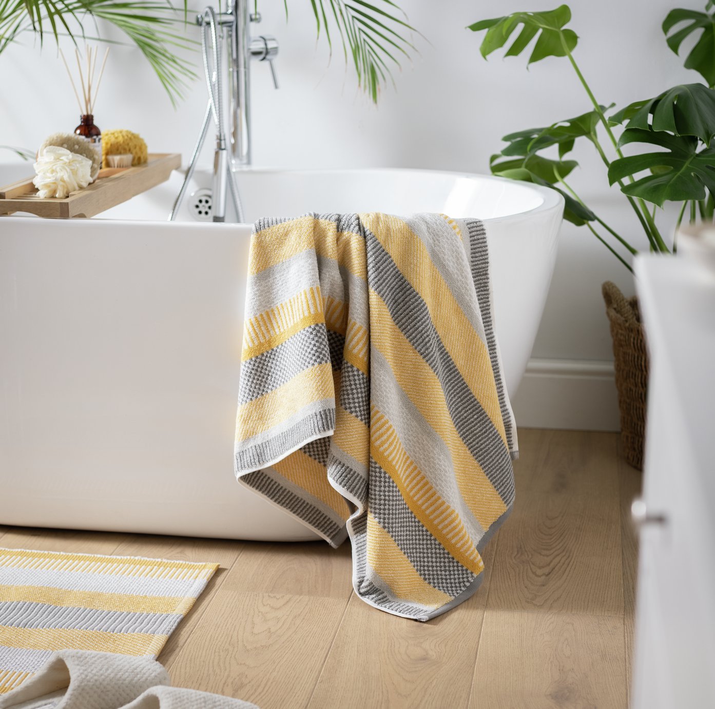 Habitat Horizontal Stripe Hand Towel - Mustard