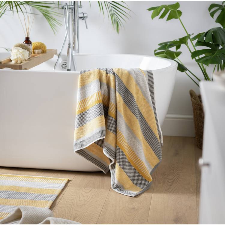 Habitat Horizontal Stripe Hand Towel - Mustard 0