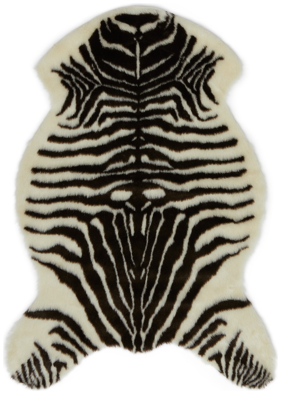 Habitat Zebra Faux Fur Cut Pile Rug - 60x90cm - Monochrome