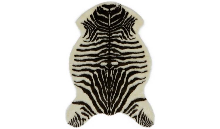 Habitat Zebra Faux Fur Cut Pile Rug - 90x60cm