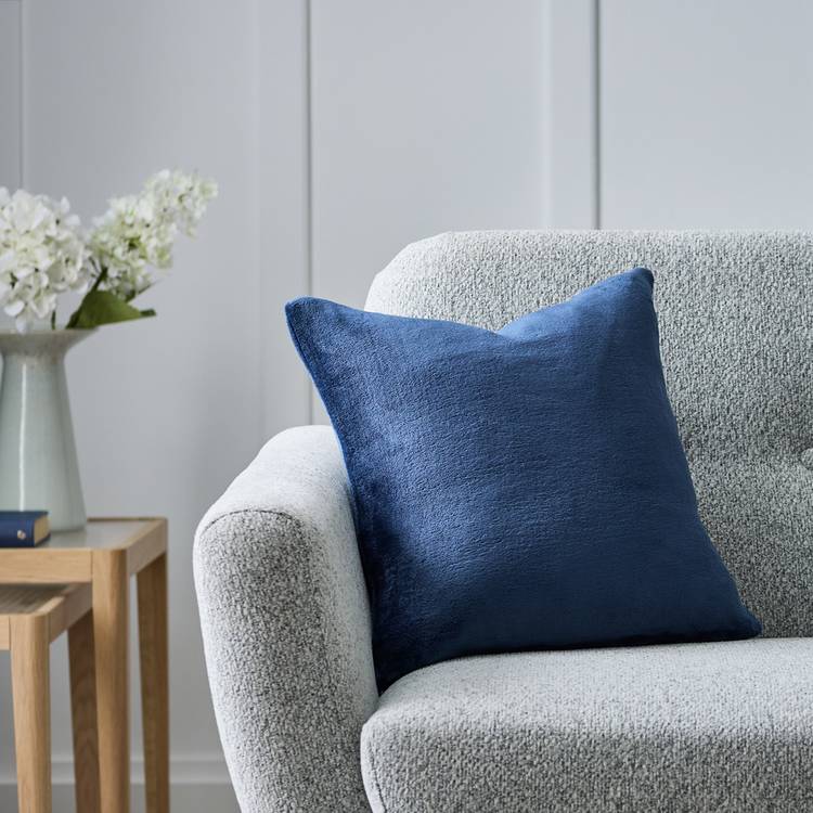 Argos Home Plain Super Soft Fleece Cushion - Navy - 43x43cm 0