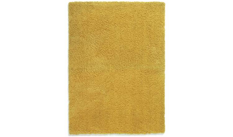 Habitat Recycled Plain Cosy Shaggy Rug - 200x290cm - Mustard