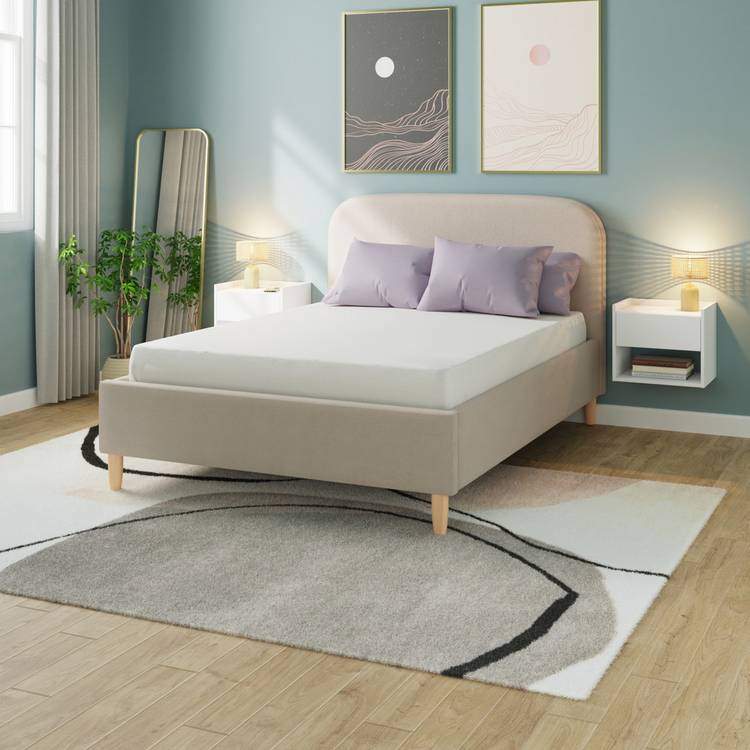 GFW Florence Double Boucle Ottoman Bed  - Natural 0