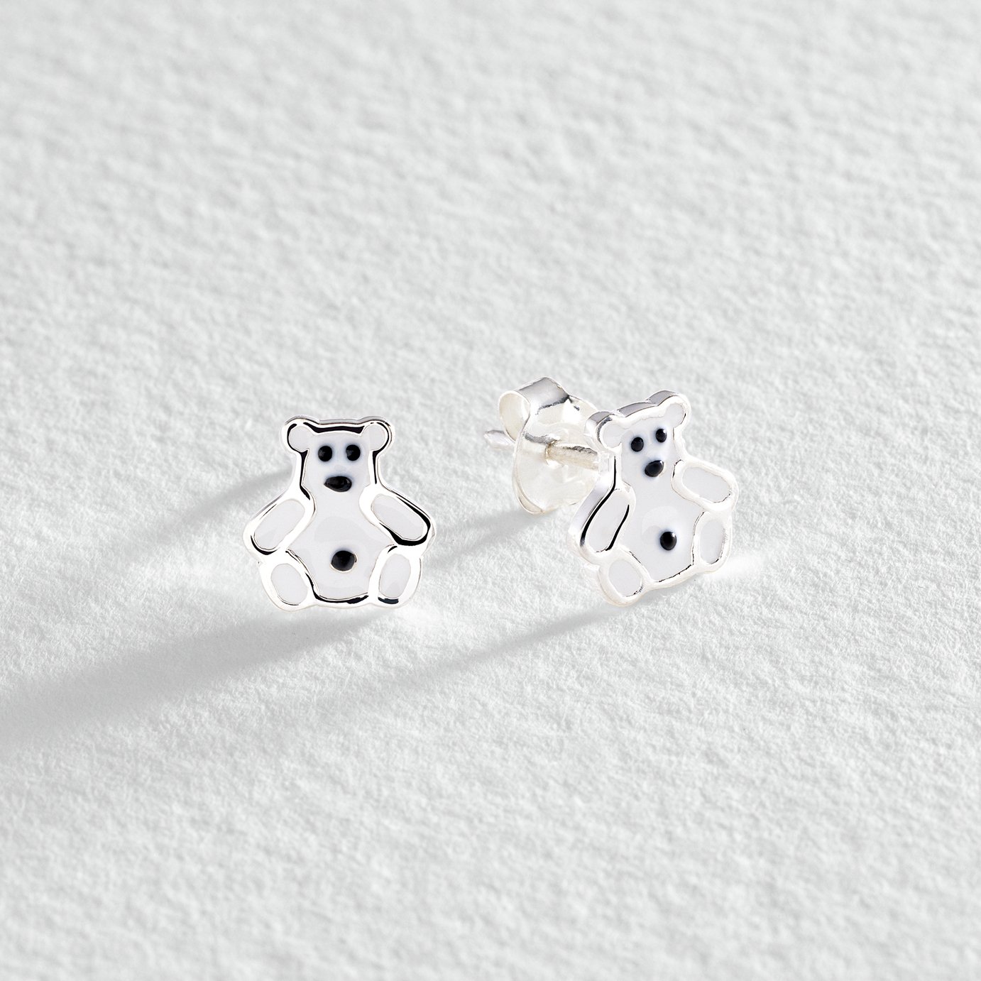 Revere Kid's Sterling Silver Enamel Polar Bear Stud Earrings