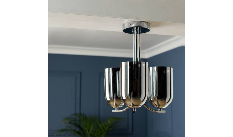 Argos Home Ombre Glass 3 Light Flush to Ceiling Light-Chrome