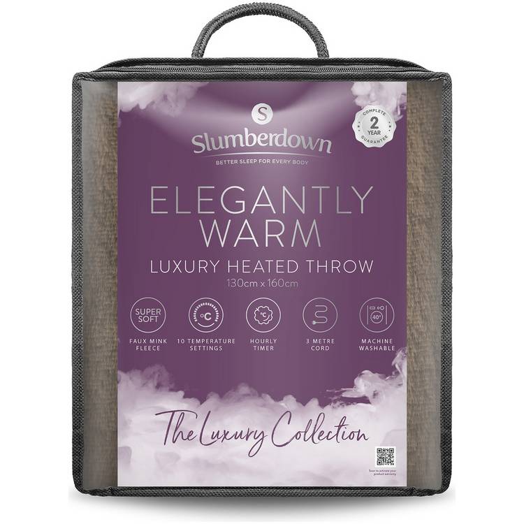 Slumberdown Elegantly Warm Luxury Heated Throw - Natural 0