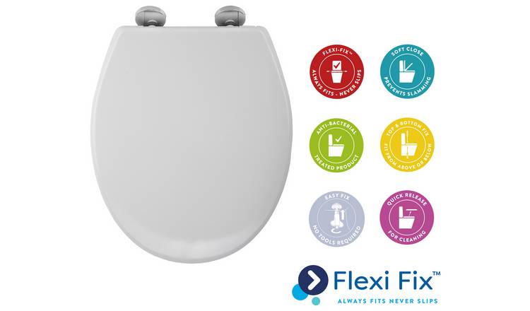 Croydex Flexi-Fix Slow Close Constance Toilet Seat - White