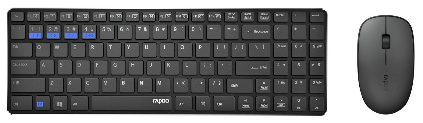 Rapoo 9300M Wireless Multi-Mode Mouse and Keyboard - Black