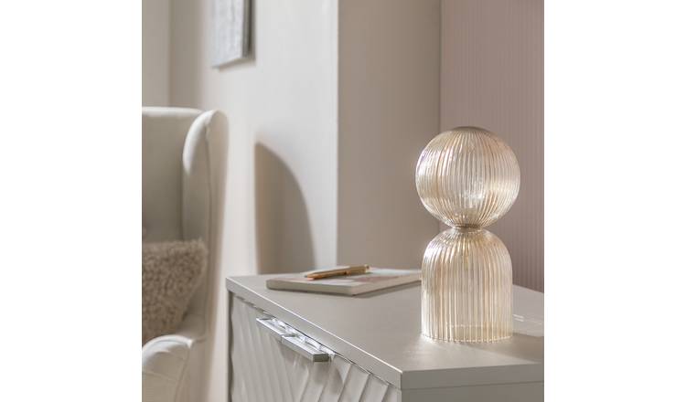 Habitat Globe Ribbed Glass Table Lamp - Champagne