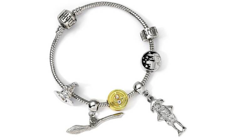 Harry Potter Books and Logo Charm Metal Novelty Charm Bracelet, Women's, Size: One size, Grey Type