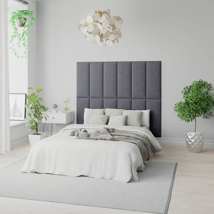 Aspire Quinn Velvet Headboard Panels 4 Pack - Steel 0