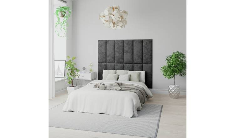 Aspire Quinn Crushed Velvet Headboard Panels 4 Pack- Black