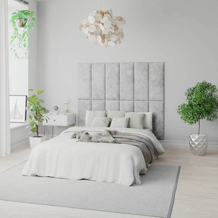 Aspire Quinn Crushed Velvet Headboard Panels 4 Pack- Silver 0