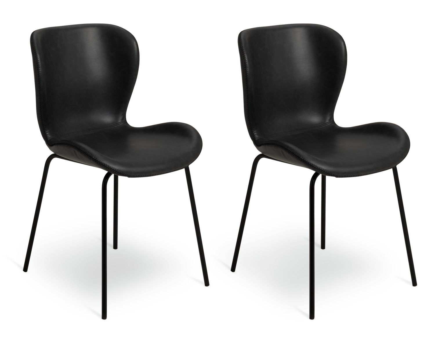 Habitat Etta Pair of Faux Leather Dining Chair - Black
