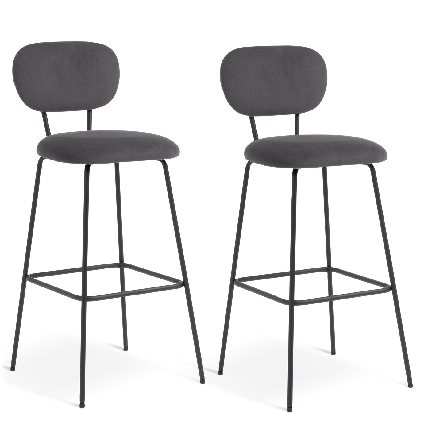 Habitat Ariana Pair of Velvet Bar Stools - Dark Grey