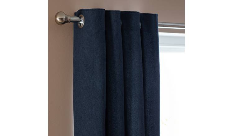 Habitat Brushed Thermal Eyelet Curtains - Navy